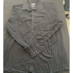 Stafford Dress Shirt Mens 17.5 36/37 Black Easy Care Regular Fit Long Sleeve
